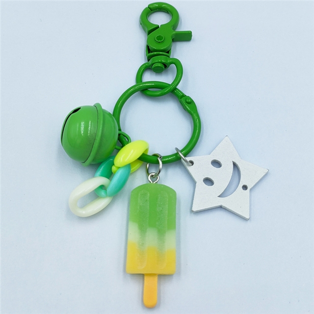 resin+alloy gradient Ice cream chain keychain pendant