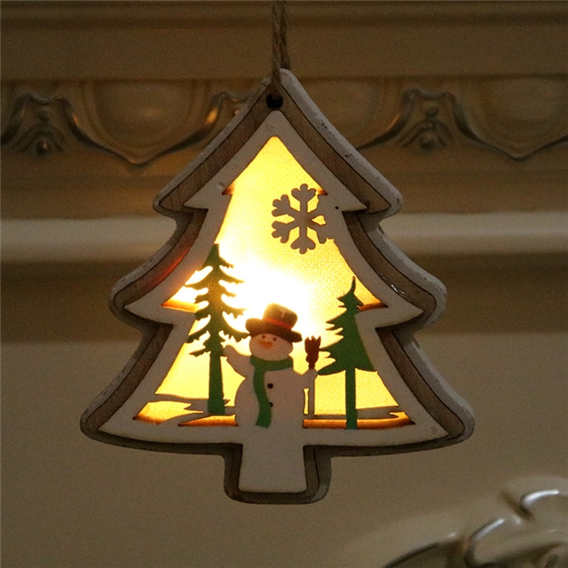 christmas Illuminated wooden pendant