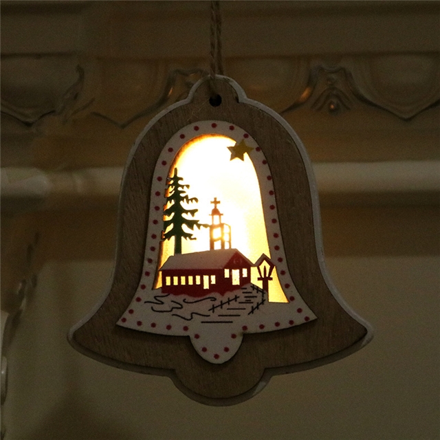 christmas Illuminated wooden pendant