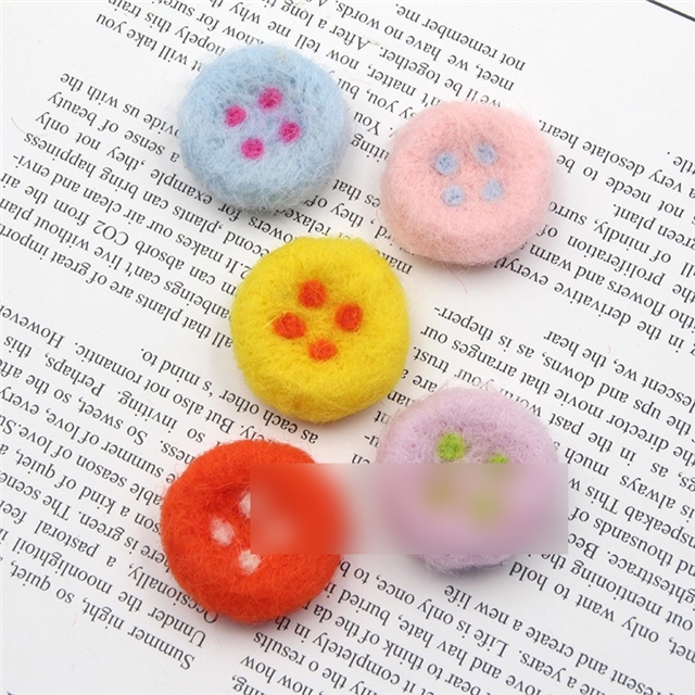 wool felt mixed color button biscuit wool felt accessories