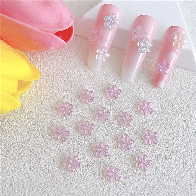 resin glitter five petal flower mini 3d resin