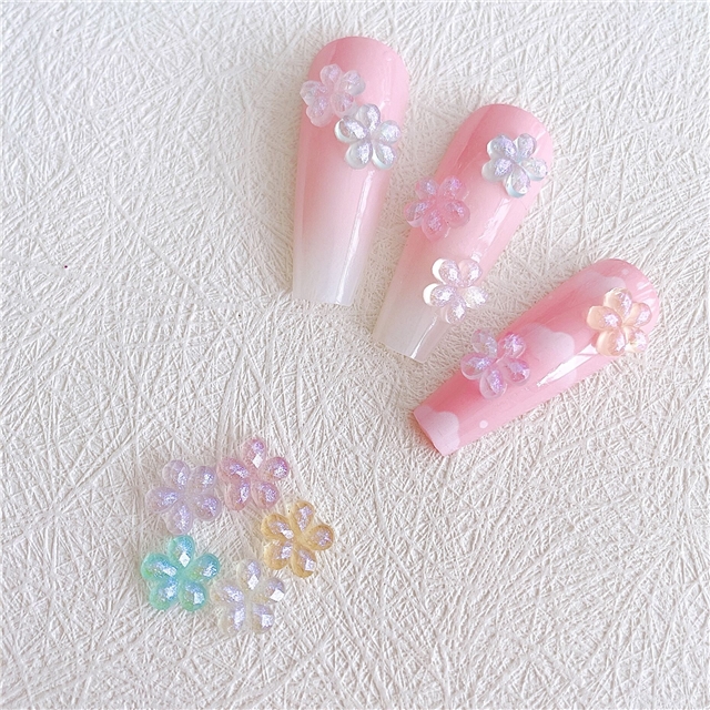 resin glitter five petal flower mini 3d resin