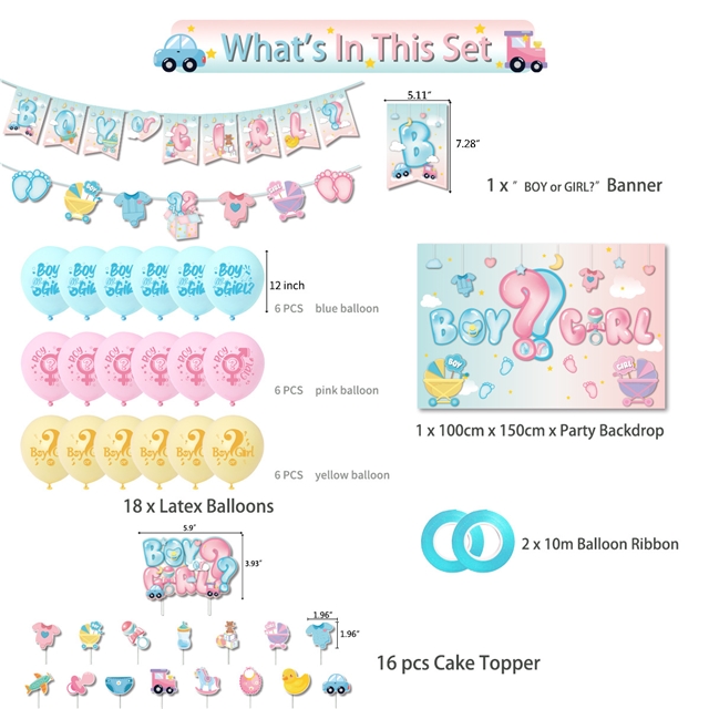 latex/paper Gender Reveal Party Decoration Supplies set a