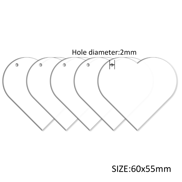 acrylic geometric transparent acrylic diy pendant heart,60*55mm(2.4*2.2