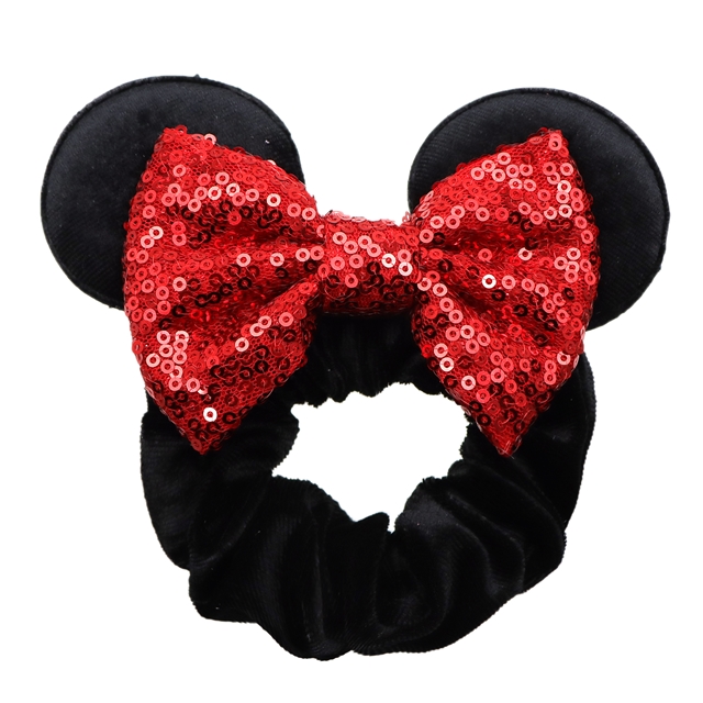 faux leather+fabric Mickey Christmas Velvet scrunchies Headband style 3
