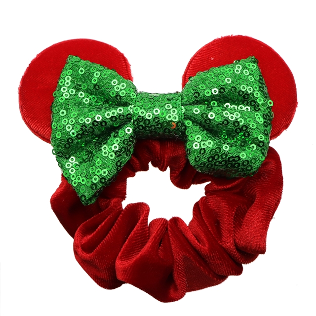 faux leather+fabric Mickey Christmas Velvet scrunchies Headband style 33