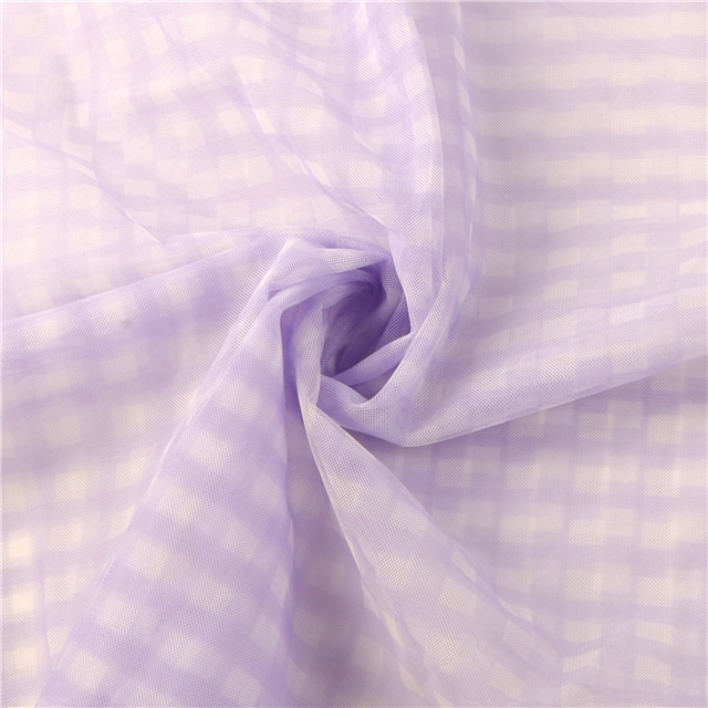 polyester fiber plaid printing mesh gauze purple,50*150cm(19.7*59.1