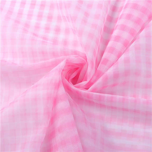 polyester fiber plaid printing mesh gauze pink,50*160cm(19.7*63
