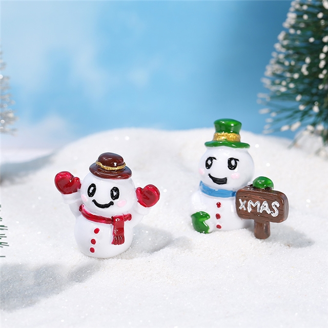 resin christmas snowman micro landscape resin ornament