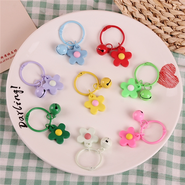 pvc+metal flower bell key ring pendant