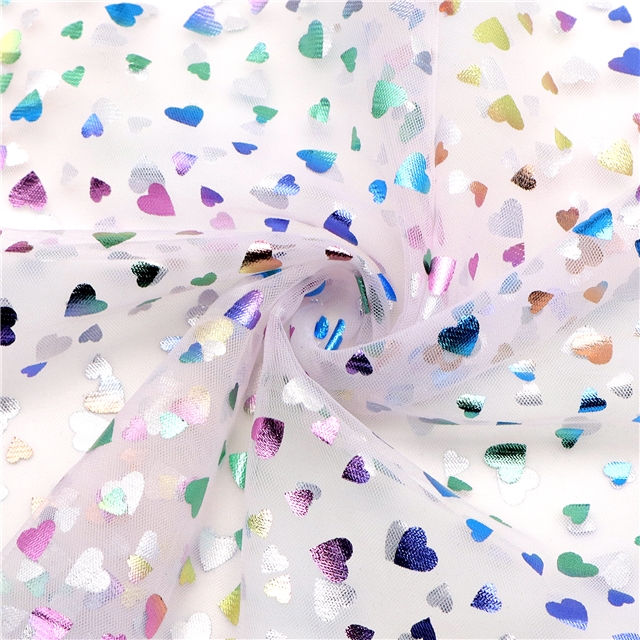 mesh colorful gold hot stamping heart mesh gauze 1#,white,50*150cm(19.7*59.1