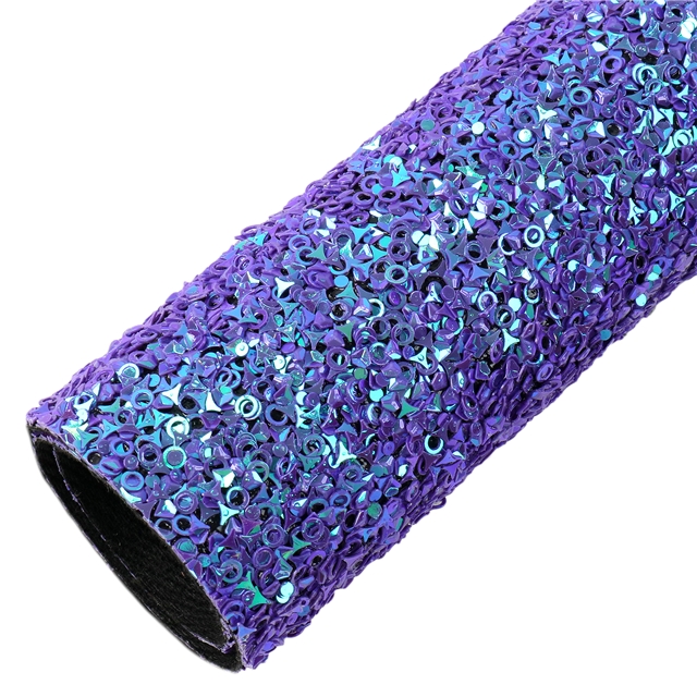 twill synthetic leather covered with sequins faux leather 20*33cm(7.9*13