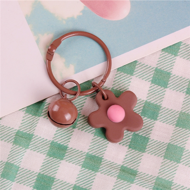 pvc+metal flower bell key ring pendant