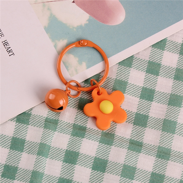 pvc+metal flower bell key ring pendant