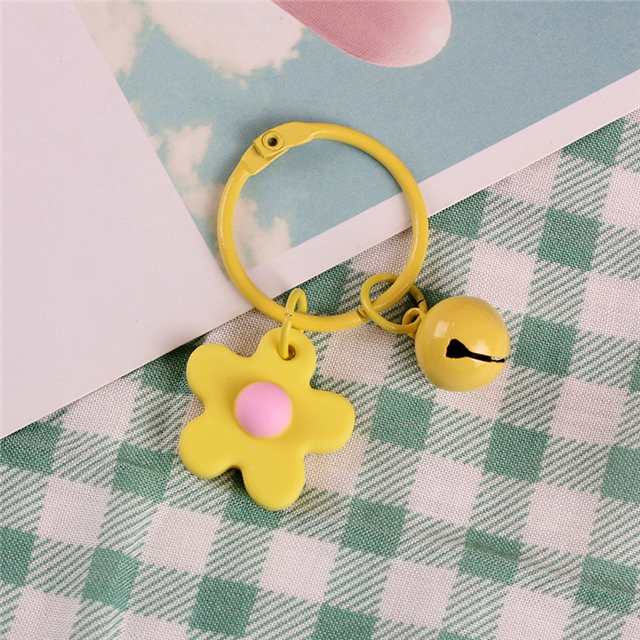 pvc+metal flower bell key ring pendant