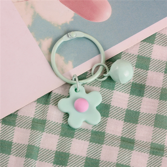 pvc+metal flower bell key ring pendant