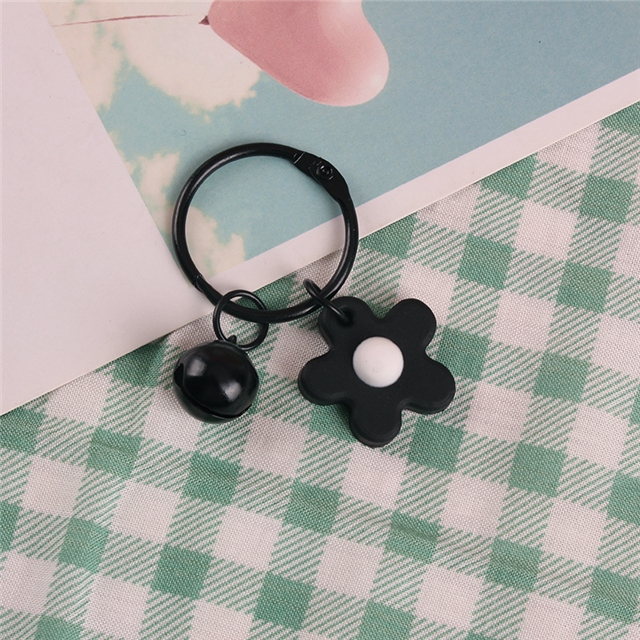 pvc+metal flower bell key ring pendant