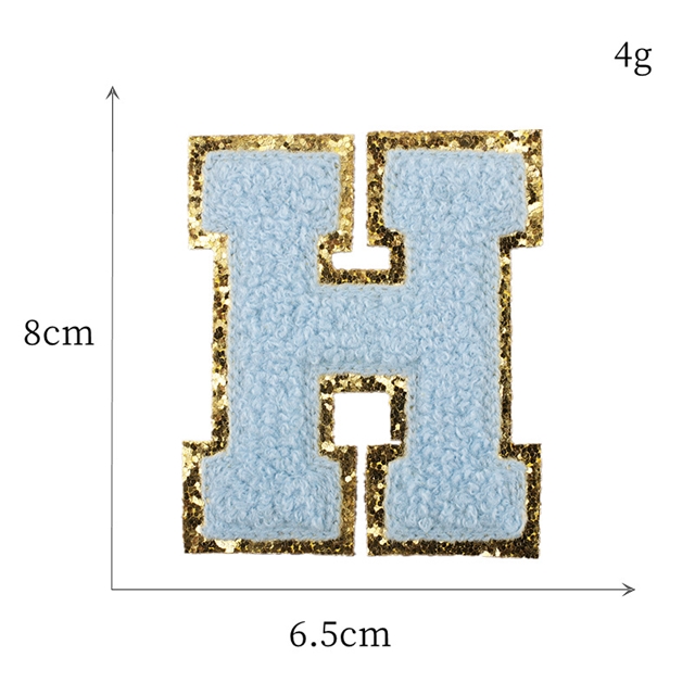 towel thread colorful alphanumeric cloth stickers H,80*65mm(3.1*2.6
