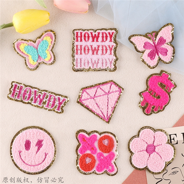 polyester thread pink series phnom penh chenille embroidered patch