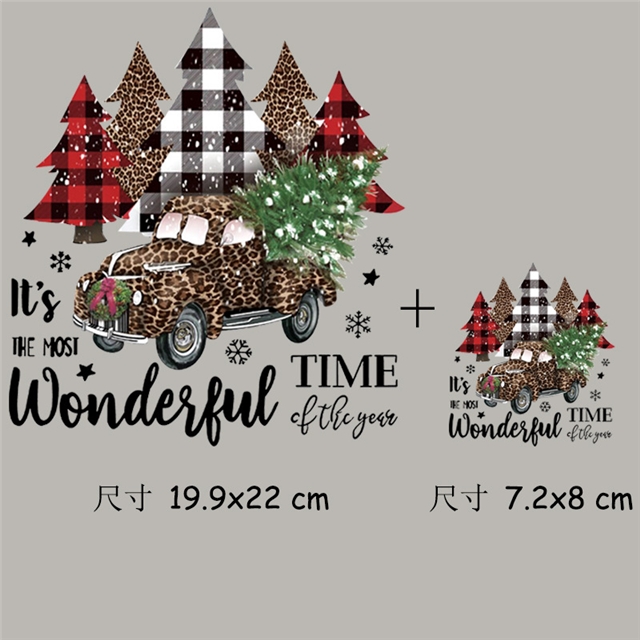 christmas car heat transfer Iron on stickers