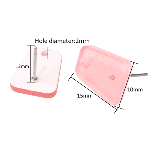 acrylic Acrylic Geometric Irregular Shaped Color Stud Earrings 13#,trapezoid pink