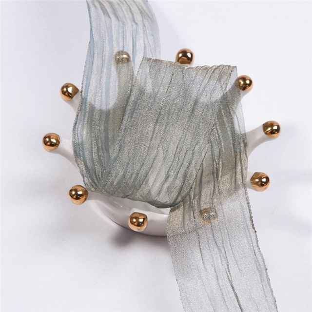 snow yarn wrinkles ribbon grey blue,38mm(1-1/2