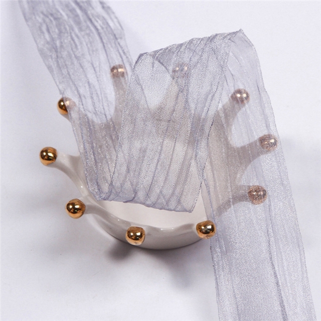 snow yarn wrinkles ribbon light grey,38mm(1-1/2