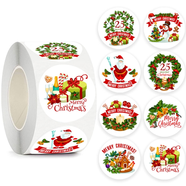 kraft paper christmas series stickers (500 pcs/roll)