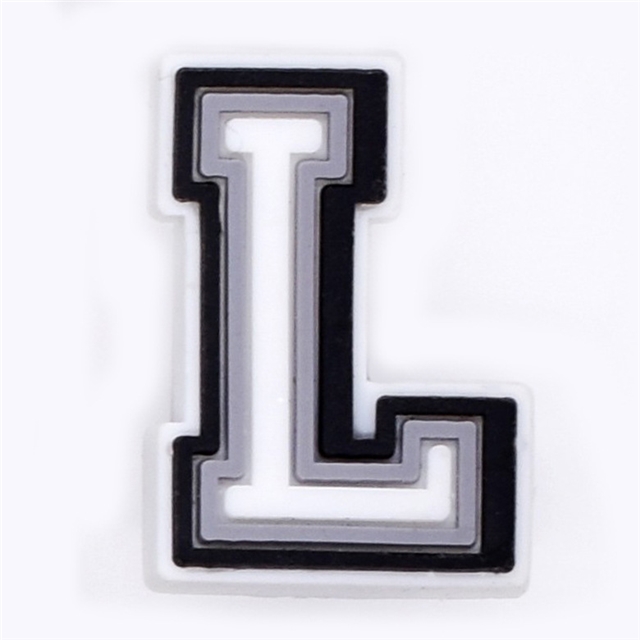 pvc soft glue black and white series number letter pvc soft rubber shoe buckle L