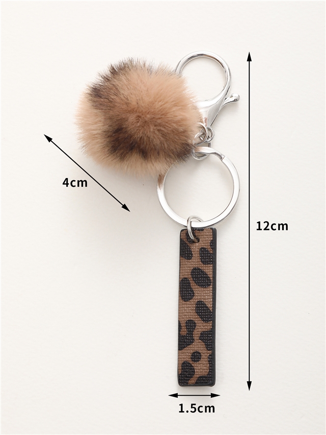 synthetic leather+alloy western denim leopard print letter leather keychain
