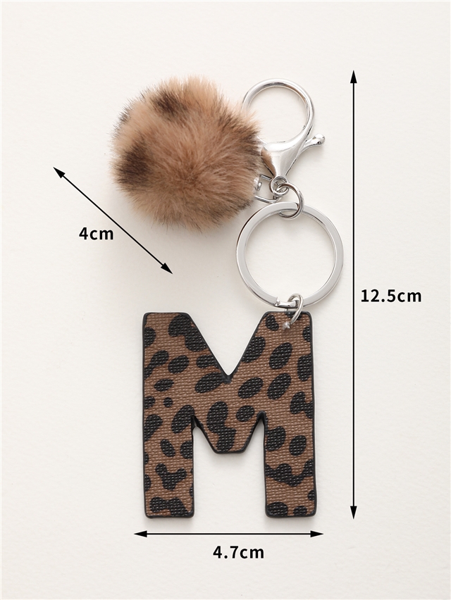 synthetic leather+alloy western denim leopard print letter leather keychain