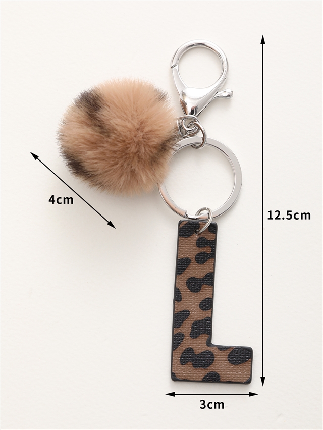 synthetic leather+alloy western denim leopard print letter leather keychain
