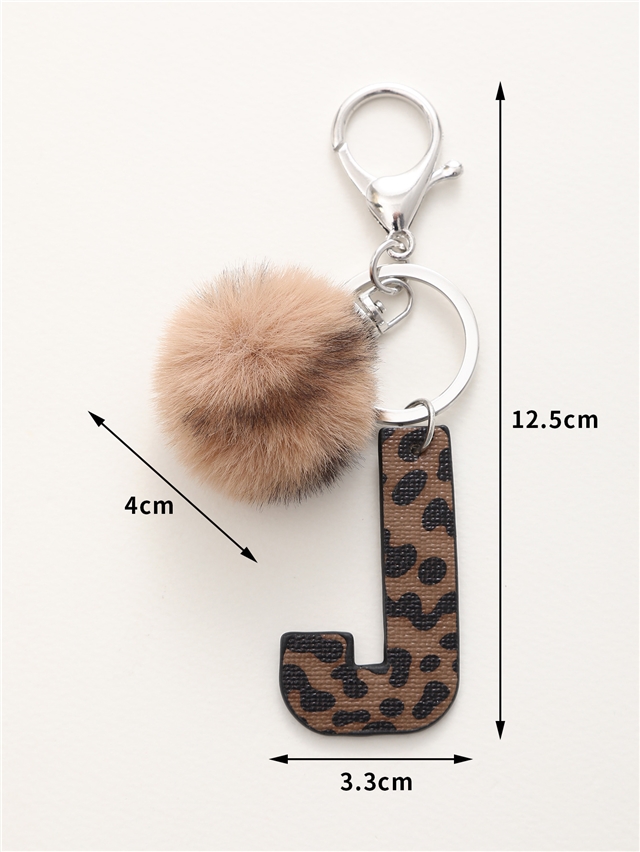 synthetic leather+alloy western denim leopard print letter leather keychain