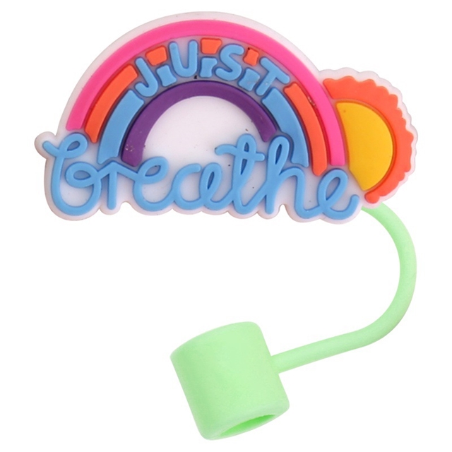 pvc rainbow letters series straw cap (without straw)