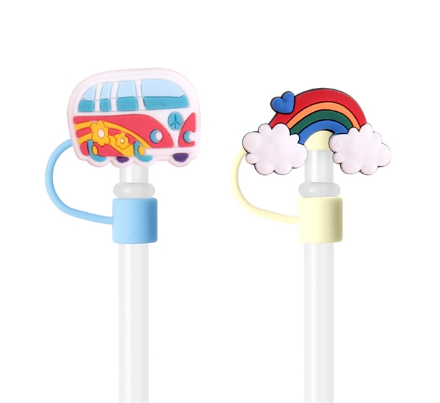pvc rainbow letters series straw cap (without straw)