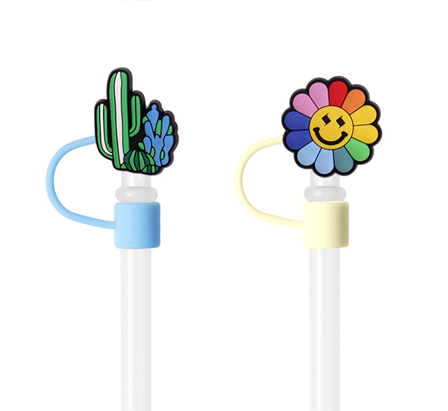 pvc rainbow letters series straw cap (without straw)