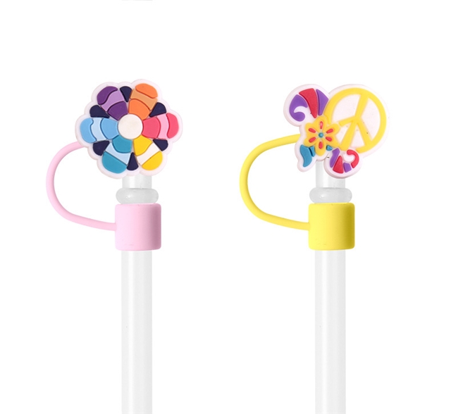 pvc rainbow letters series straw cap (without straw)