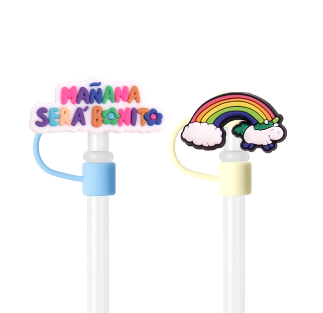 pvc rainbow letters series straw cap (without straw)