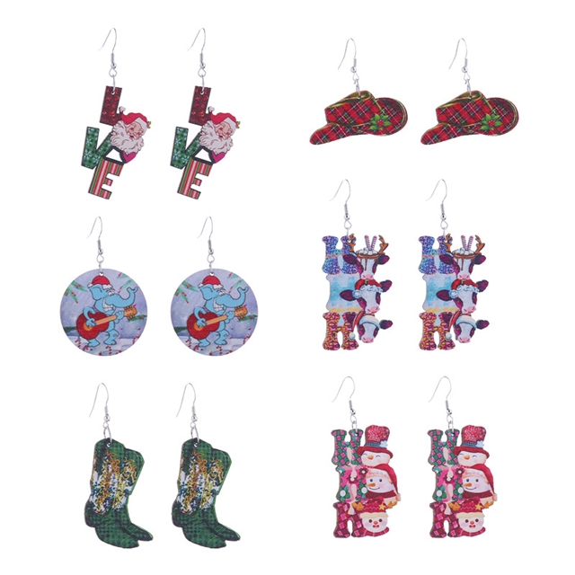 wooden christmas series wooden earrings