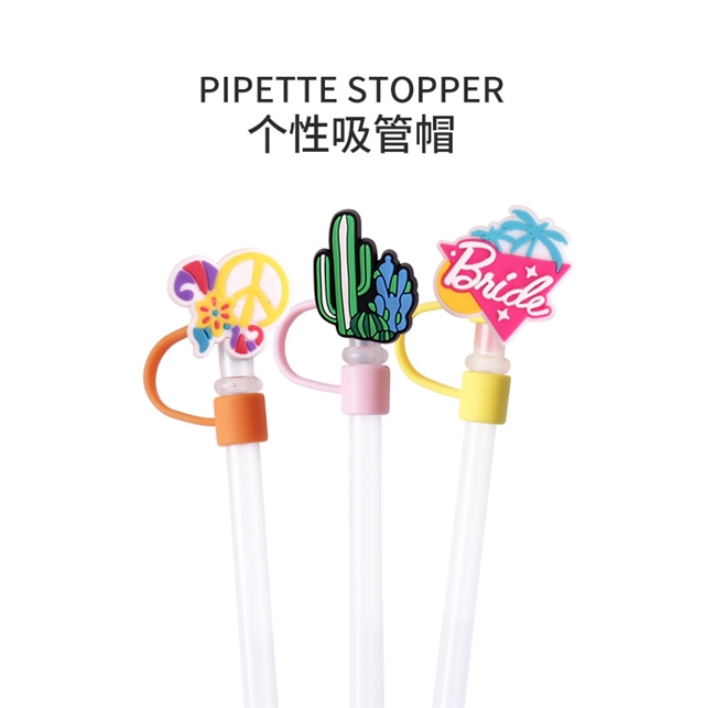 pvc rainbow letters series straw cap (without straw)