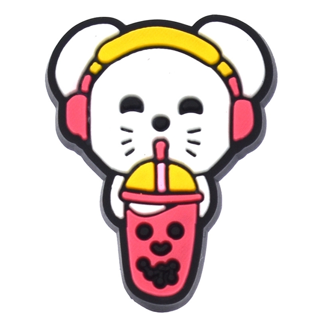 pvc cute animals series pvc soft rubber straw buckle