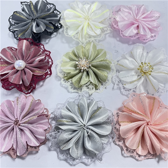 about:55*55m mesh double layer lace headmade flower