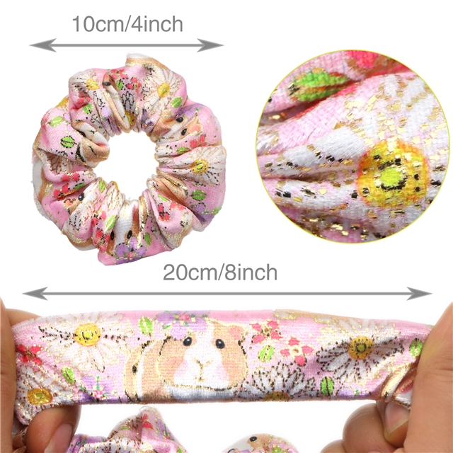 fabric self printed gold foil velvet hair bands