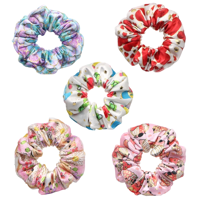 fabric self printed gold foil velvet hair bands