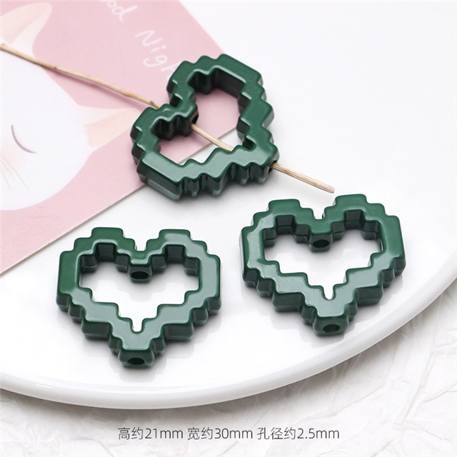 acrylic pixel heart border block assembly with acrylic beads