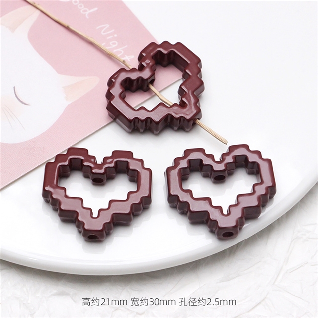 acrylic pixel heart border block assembly with acrylic beads