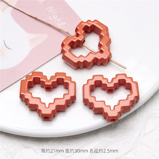 acrylic pixel heart border block assembly with acrylic beads