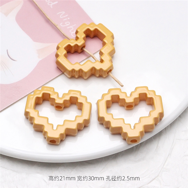 acrylic pixel heart border block assembly with acrylic beads