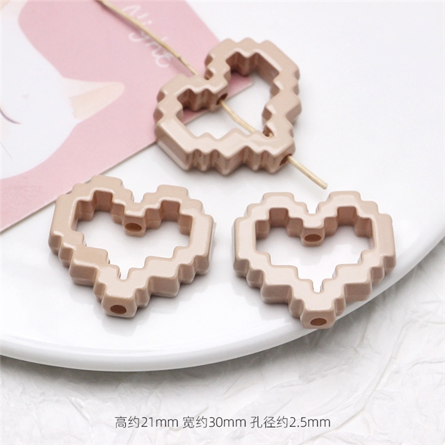 acrylic pixel heart border block assembly with acrylic beads