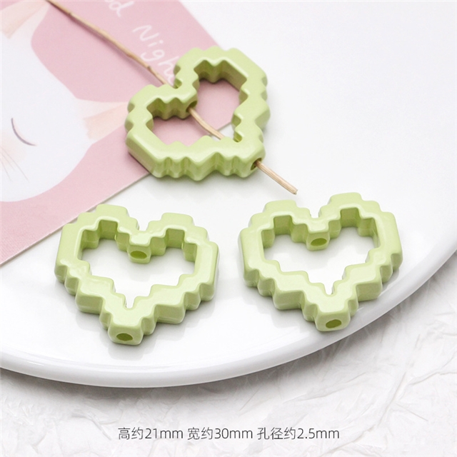 acrylic pixel heart border block assembly with acrylic beads